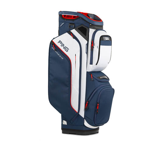 Side image of Pioneer Cart Bag, Navy/White/Red